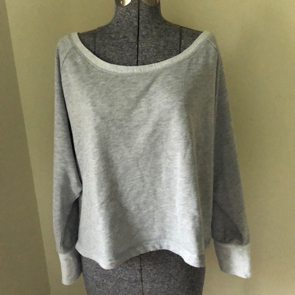 Light Gray Wide Scoop Neck Top